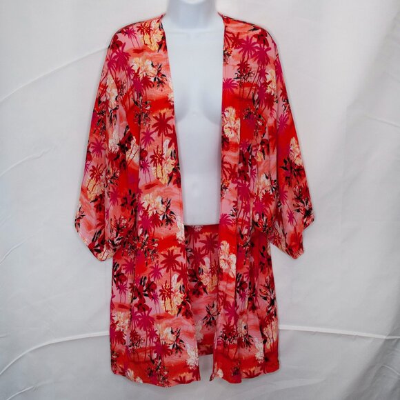 Asos Tropical Kimono Jacket Womens 4 Open Hawaiian Beach Cover Up Casual S NN04X - Picture 1 of 4